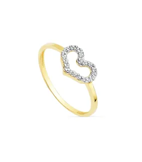 Anillo de Mujer Oro bicolor 18K Demi Corazón