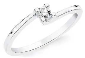 Anillo Oro Blanco Diamante 0,10 Qts