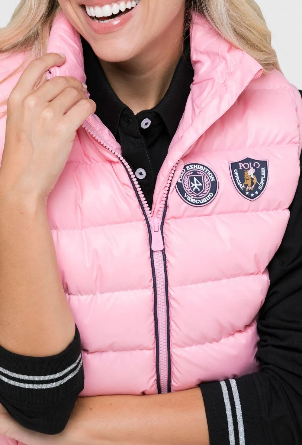 Chaleco acolchado mujer rosa modelo Escudos