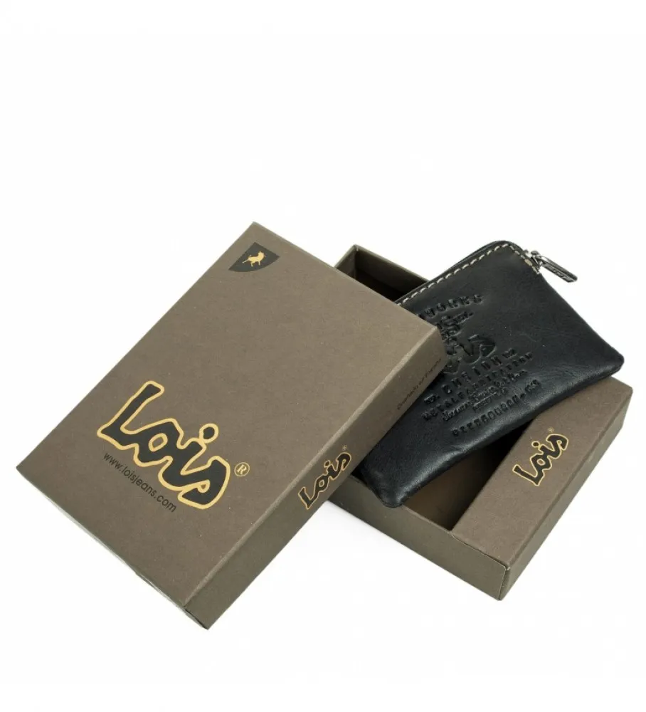 Monedero de piel 11002 Negro -10x7cm-