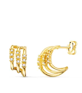 Pendientes Diamantes 0.090 Qtes. 18K Aro triple