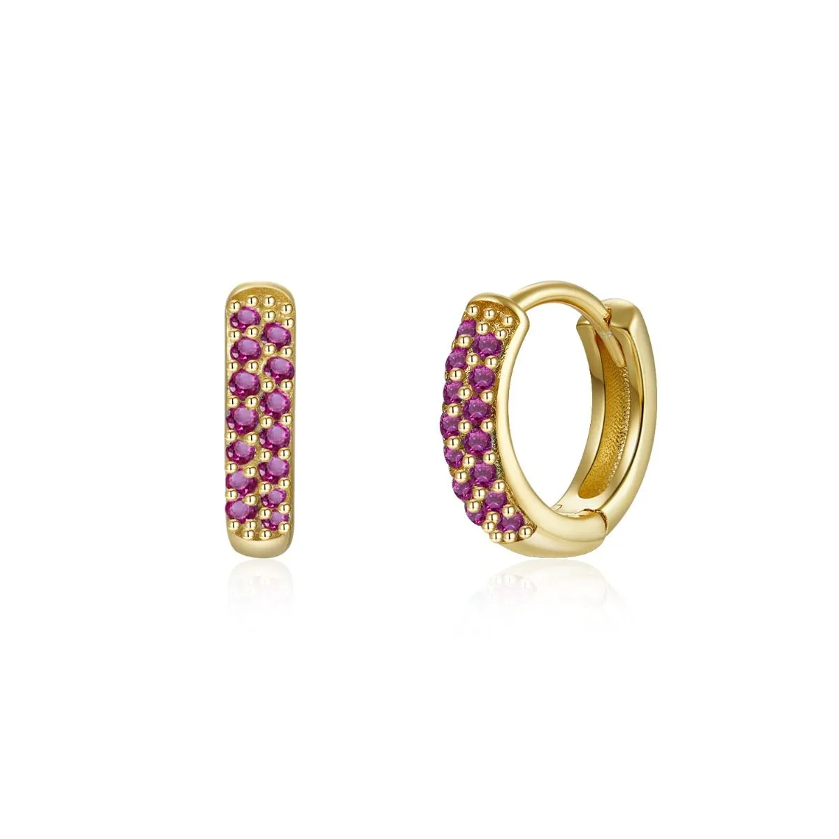 Pendientes en plata de ley Aro LLanes Fucsia