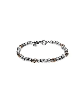 Pulsera Skull plata y bronce