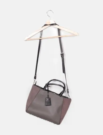 Zara Bolso shopper gris combinado